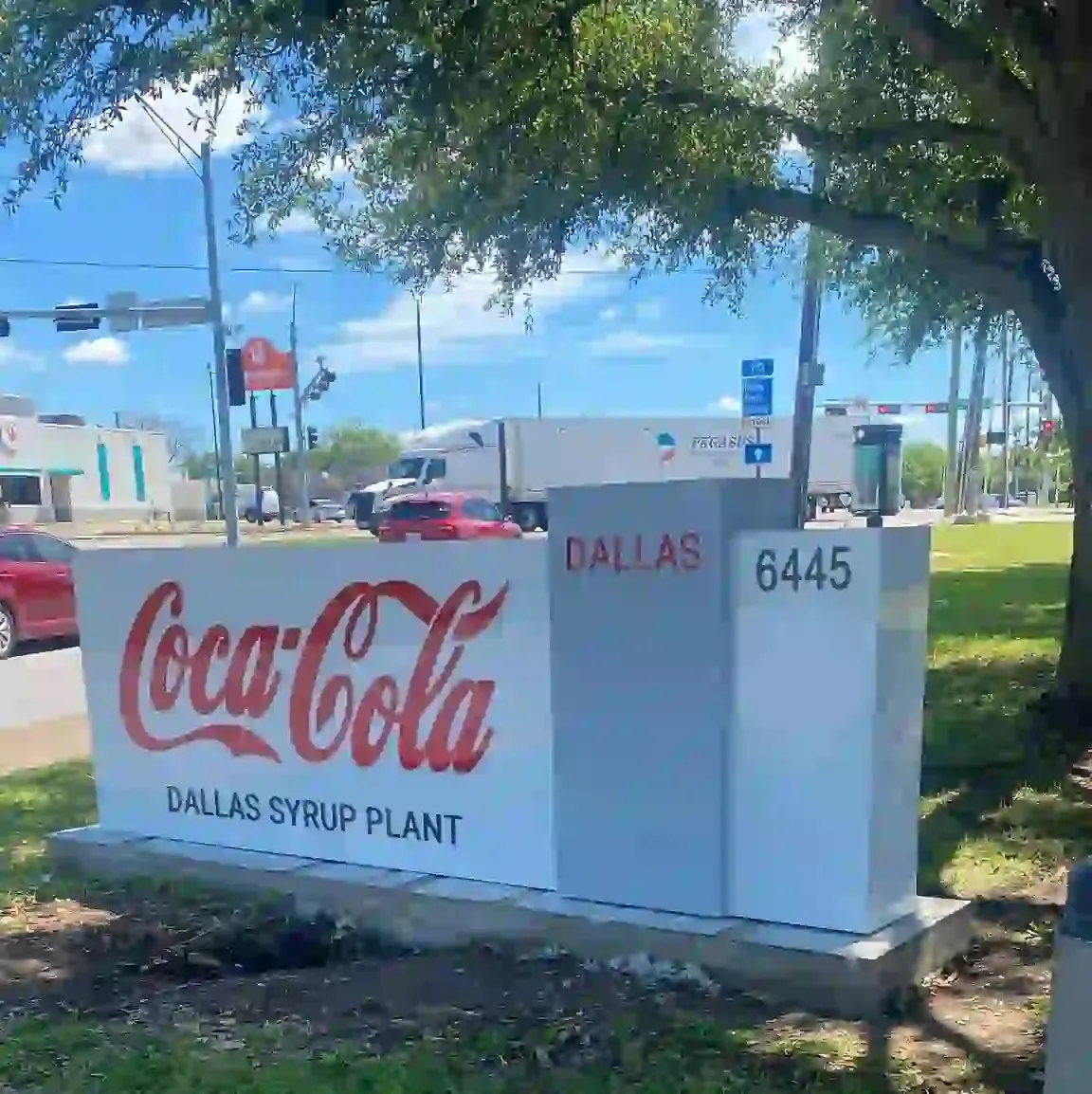 Coca-Cola Dallas Syrup Plant monument sign with address numerals